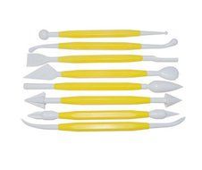 Cake Decorating Flower Sugar Craft Modeling Tools Kit 8 Pieces - Yellow + White