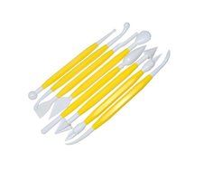 Cake Decorating Flower Sugar Craft Modeling Tools Kit 8 Pieces - Yellow + White N3