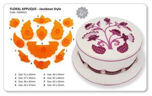 JEM FLORAL APPLIQUE JACOBEAN STYLE Flower Border Design Cutters Sugarcraft Cake
