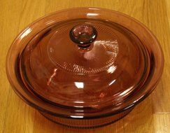 Corning Visions Vision Ware Cranberry 24 Ounce Round Casserole Baking Dish N2