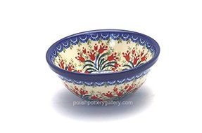 Polish Pottery Bowl - Salad/Cereal - Crimson Bells
