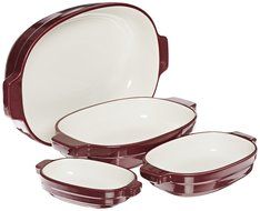 KitchenAid KBLR04NSER Nesting Ceramic 4-Piece Bakeware Set - Empire Red N3