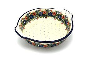 Polish Pottery Baker - Round with Grips - Medium - Garden Party