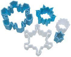 R &amp; M Industries International Snowflake Shaped Plastic Biscuit Cookie Cutter Set (Set of 5), Multicolor
