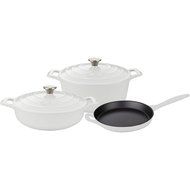 La Cuisine LC 2680 5 Piece Enameled Cast Iron Round Casserole Cookware Set, White