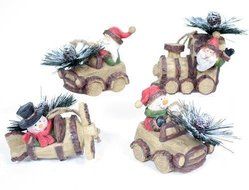 Poly Resin 4 Rustic Lodge Moose Bear Ornaments 4" Train Car Plane