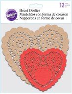 Wilton 12 Count Red Craft Hearts Assorted Doily, 6"/4", Multicolor