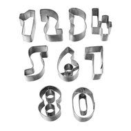 HOUSWEETY 9pcs Stainless Steel Cookie Cutter Set, " 0-8" Number Cutter