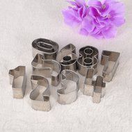 HOUSWEETY 9pcs Stainless Steel Cookie Cutter Set, " 0-8" Number Cutter N2