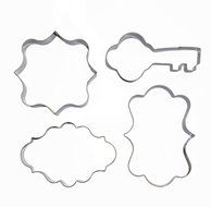 Yunko Fancy Plaque Key Cookie Cutter Stainless Steel Fondant Cutter Wedding Party 4pcs/set