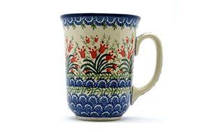 Polish Pottery Mug - 16 oz. Bistro - Crimson Bells