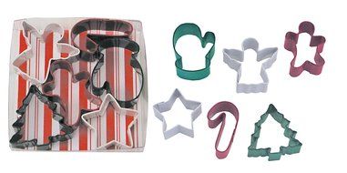 R &amp; M International Mini Christmas Cookie Cutters (Set of 6), 1.5", Silver