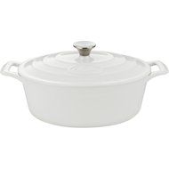 La Cuisine 4.75 Qt Enameled Cast Iron Oval Covered Dutch Oven, White