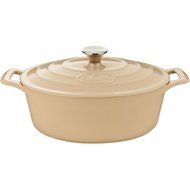 La Cuisine 4.75 Qt Enameled Cast Iron Oval Covered Dutch Oven, White N3