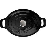 La Cuisine 4.75 Qt Enameled Cast Iron Oval Covered Dutch Oven, White N8