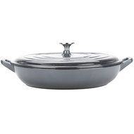 Zelancio 3 Quart Cast Iron Enamel Covered Casserole Cooking Dish Porcelain Braiser (Gray) N2