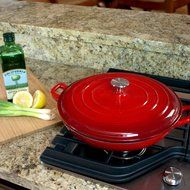 Zelancio 3 Quart Cast Iron Enamel Covered Casserole Cooking Dish Porcelain Braiser (Gray) N13