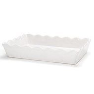 Bake-and-Serve Decorative Baking Casserole Dish [9IN x 13IN], White Ceramic