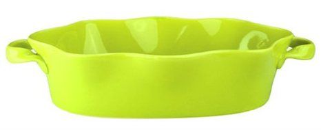 BIA Cordon Bleu Wavy 86-Ounce Oval Baker, Chartreuse