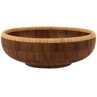 Totally Bamboo 12" Classic Bowl, Beautiful Two-tone Bamboo Bowl Makes an Ideal Serving Piece for Salad and Side...