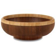 Totally Bamboo 12" Classic Bowl, Beautiful Two-tone Bamboo Bowl Makes an Ideal Serving Piece for Salad and Side... N3