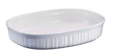 French White Oval Casserole Three Piece Bundle: 1.5 Quart, 2.5 Quart and Glass Lid N2