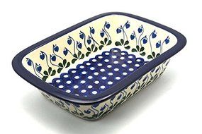 Polish Pottery Baker - Rectangular with Grip Lip - Bleeding Heart