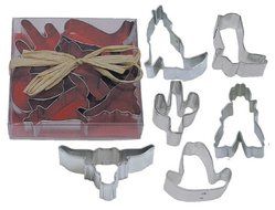 Miniature 1.75&quot; Texas Tin Cookie Cutter 6 Pc Set L1976b