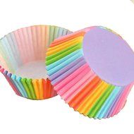 Wrisky 100Pcs Colorful Rainbow Paper Cake Cupcake Liners Baking Muffin Cup Case Party