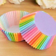 Wrisky 100Pcs Colorful Rainbow Paper Cake Cupcake Liners Baking Muffin Cup Case Party N4