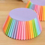 Wrisky 100Pcs Colorful Rainbow Paper Cake Cupcake Liners Baking Muffin Cup Case Party N5