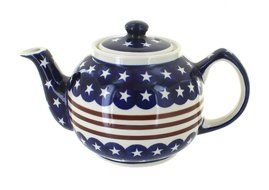 Polish Pottery Stars &amp; Stripes Medium Teapot