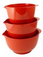 Hutzler Melamine Mixing Bowl Set: 2, 3 and 4 Liters/quarts, Red