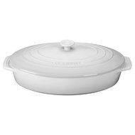 Le Creuset Stoneware Covered Oval Casserole, 3-3/4-Quart, White