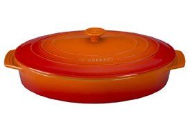 Le Creuset Stoneware Covered Oval Casserole, 3-3/4-Quart, White N2
