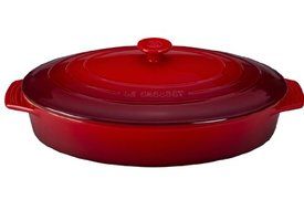 Le Creuset Stoneware Covered Oval Casserole, 3-3/4-Quart, White N3