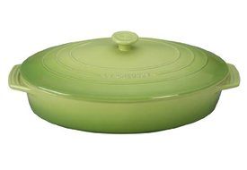 Le Creuset Stoneware Covered Oval Casserole, 3-3/4-Quart, White N4