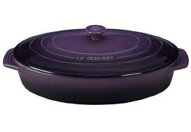 Le Creuset Stoneware Covered Oval Casserole, 3-3/4-Quart, White N6