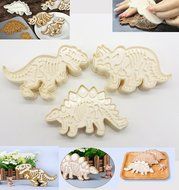 Cookie Cutters, Kootips 3Pcs/set Dinosaur Jurassic Baking Fondant Cookie Cutters Cake Decoration