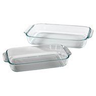 Pyrex Basics Clear Oblong Glass Baking Dishes, 2 Piece Value Plus Pack Set