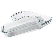 Pyrex Basics Clear Oblong Glass Baking Dishes, 2 Piece Value Plus Pack Set N3
