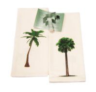 Palm Trees Cotton Dish Towels with Cookie Cutter and Recipe Kitchen Set (4 Items)