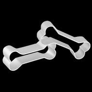 Dog Bone Shaped Biscuit Cake Cookie Cutter Mold Mould 2Pcs Silver Tone