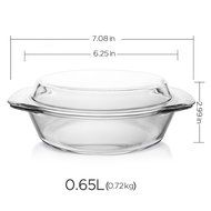Glass Bakeware, Glencreag 1 Liter Round Clear Tempered Glass Casserole Baking Dish with Lid, Heat-resistant and... N2