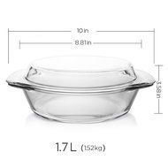 Glass Bakeware, Glencreag 1 Liter Round Clear Tempered Glass Casserole Baking Dish with Lid, Heat-resistant and... N3