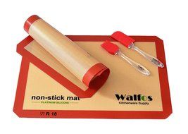 Walfos Silicone Baking Mat-Set of 2 Half Sheet (Thick &amp; Large 11 5/8&quot; x 16 1/2&quot;) - Non Stick Platinum Silicon... N7
