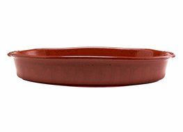 Costa del Sol Handmade Ceramic Baking Dish with Textured Handle, Rust N2
