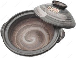 M.V. Trading JPCP14MF Japanese Eathern Casserole Donabe Hot Pot, 3-Quarts (11-Cups), 12-Inches, Mishima Flower N8