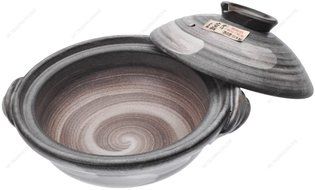 M.V. Trading JPCP14MF Japanese Eathern Casserole Donabe Hot Pot, 3-Quarts (11-Cups), 12-Inches, Mishima Flower N9