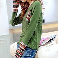 AIMTOPPY Womens Long Sleeve Round Neck Loose Shirt Blouse Tops (XXL, Green) N3